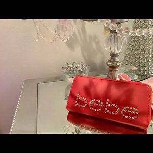 Beautiful crystal red BEBE wallet. Beautiful